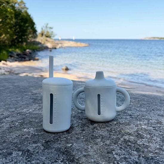 Summerville Mugg med Sugrör Silikon 200 ml Silver Grey