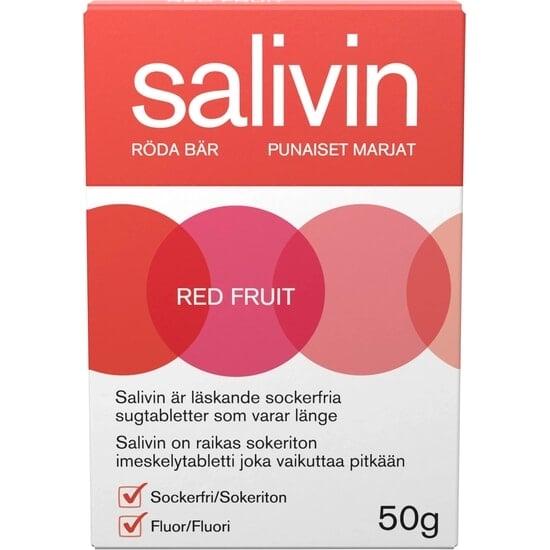 Salivin Sugtabletter vid Muntorrhet Red Fruit 50 g