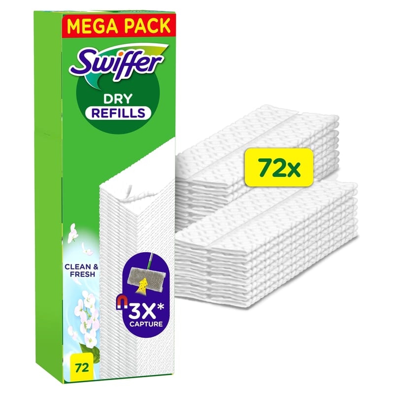 Swiffer Dry Torra Rengöringsdukar med Doft av Clean & Fresh 72 st