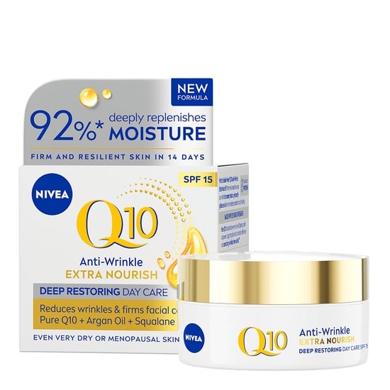 NIVEA Dagkräm Q10 Anti-Wrinkle Extra Nourish Day Cream SPF15 50 ml