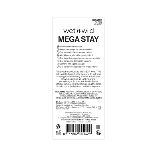 Wet n Wild Mega Stay Extreme Hold Brow Gel Clear 5,6 ml