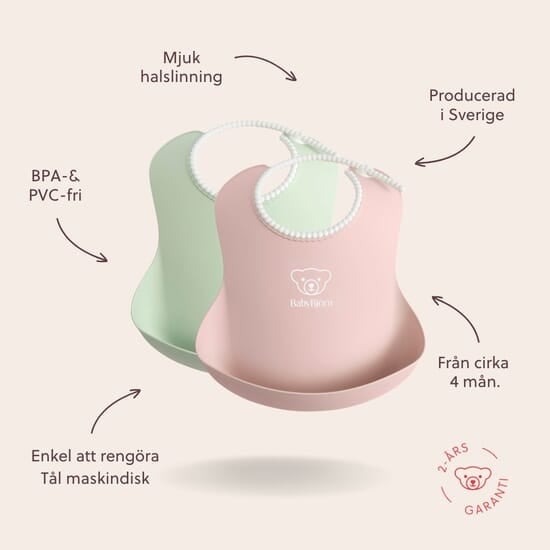 BabyBjörn Haklapp Grön/Rosa 2-pack