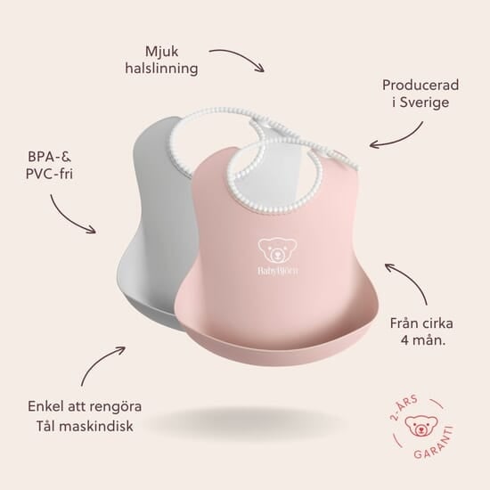 BabyBjörn Haklapp Grå/Rosa 2-pack
