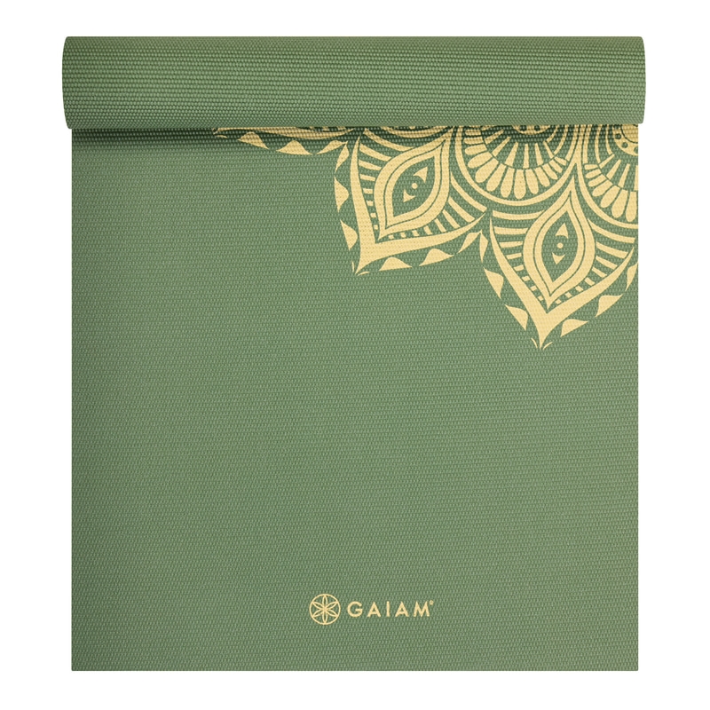 Gaiam Olive Haze Mandala Yoga Mat Printed 6 mm