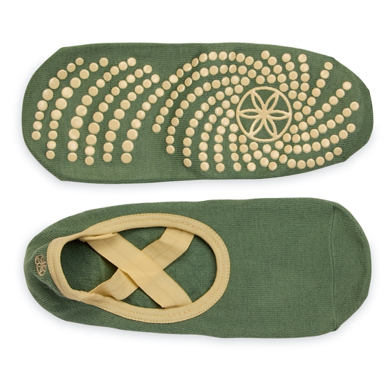 Gaiam Grippy Yoga Barre Socks Olive Haze One Size