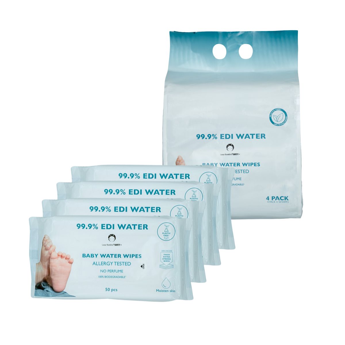 Luna Bambini Aqua Waterwipes 4 x 50 st