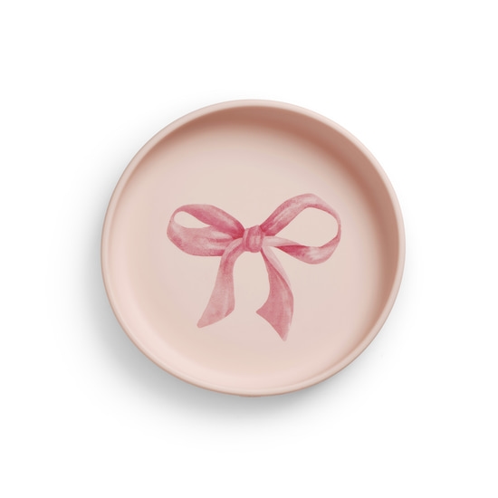 Elodie Silikontallrik med bestick Rosy Bow