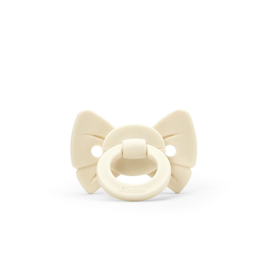 Elodie Binky Bow Silicone 0-6m Oat White