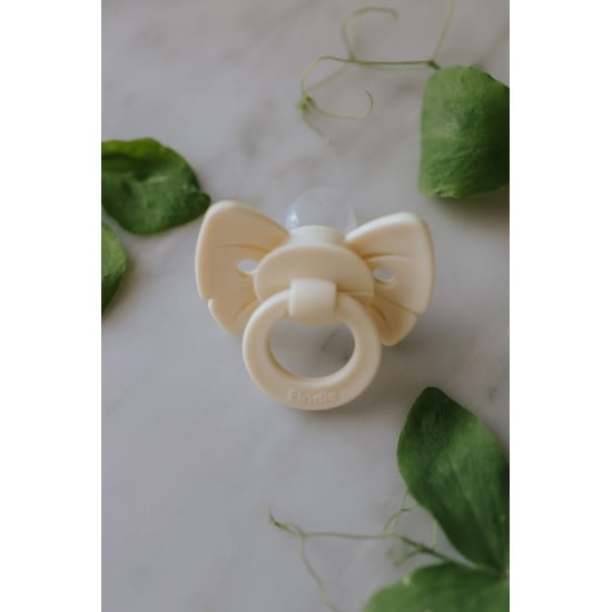 Elodie Binky Bow Silicone 0-6m Oat White