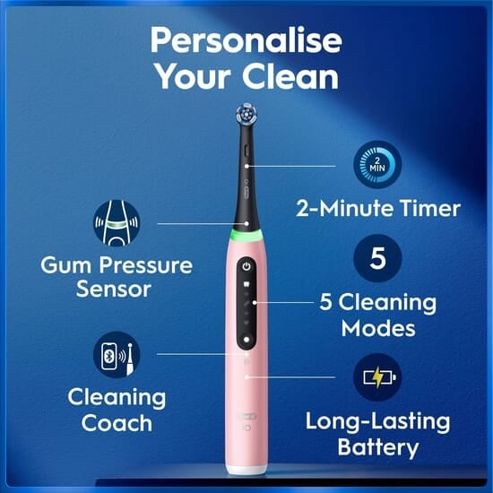 Oral-B iO 5 Eltandborste Rosa med Resefodral och Borthuvudshållare