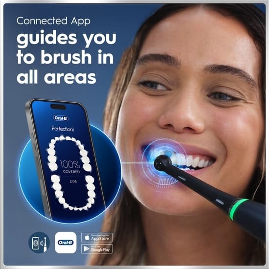 Oral-B iO 6 Eltandborste Svart med Resefodral och Borsthuvudshållare