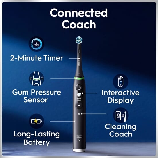 Oral-B iO 6 Eltandborste Svart med Resefodral och Borsthuvudshållare