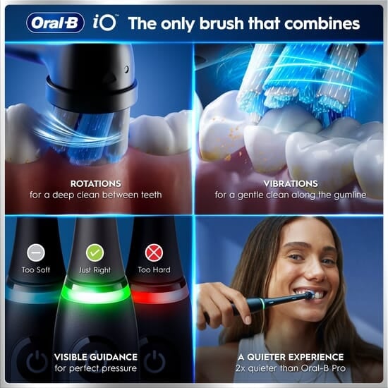 Oral-B iO 6 Eltandborste Svart med Resefodral och Borsthuvudshållare