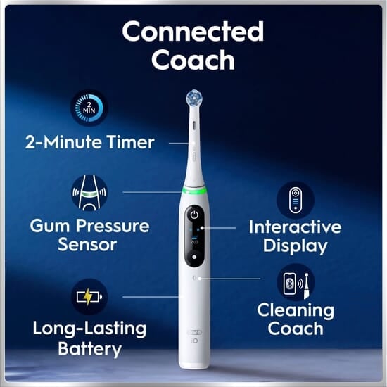 Oral-B iO 6 Eltandborste Vit med Resefodral och Borsthuvudshållare