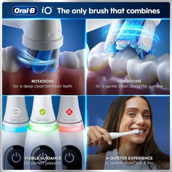 Oral-B iO 6 Eltandborste Vit med Resefodral och Borsthuvudshållare