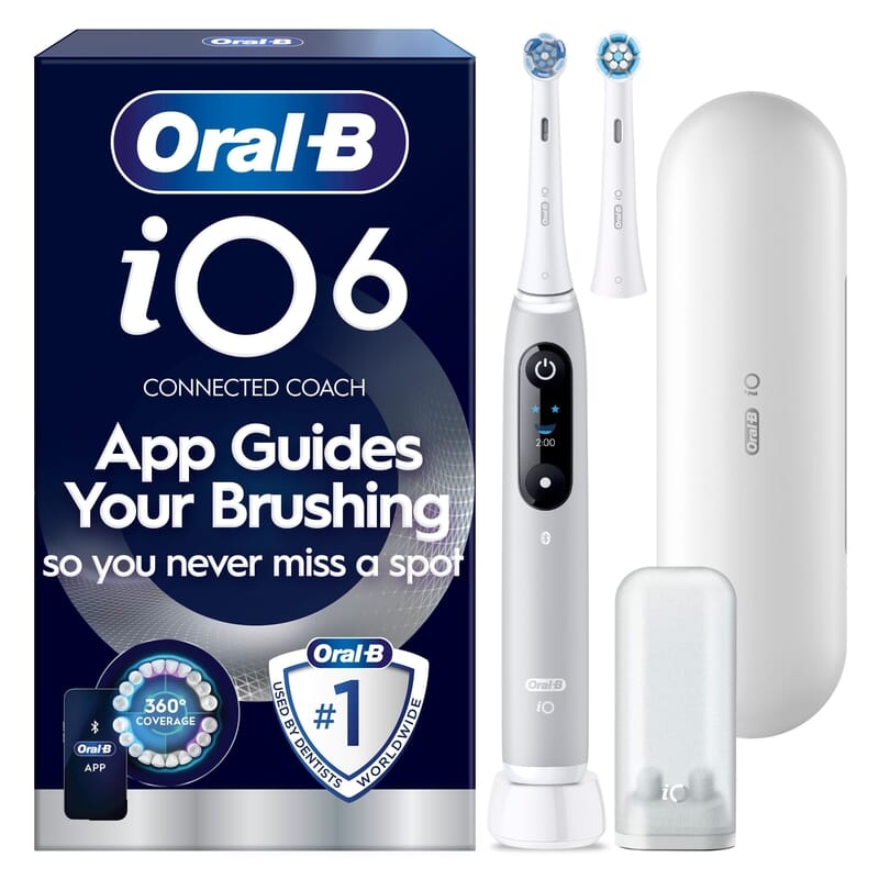 Oral-B iO 6 Eltandborste Grå med Resefodral och Borsthuvudshållare