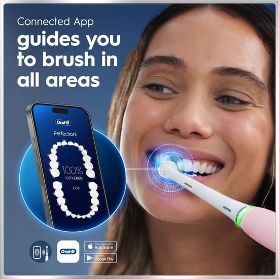 Oral-B iO 6 Eltandborste Rosa med Resefodral och Borsthuvudshållare
