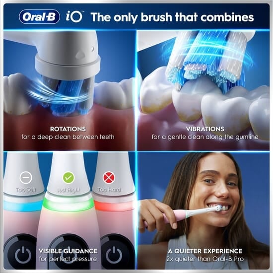 Oral-B iO 6 Eltandborste Rosa med Resefodral och Borsthuvudshållare