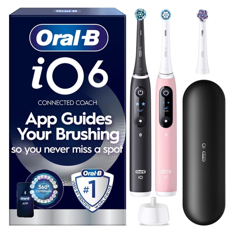 Oral-B iO 6 Eltandborstar Duo-pack Svart & Rosa med Resefodral