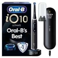 Oral-B iO 10 Eltandborste Svart med Magnetisk snabbladdare, Resefodral & Borsthuvudshållare