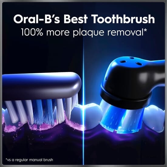 Oral-B iO 10 Eltandborste Svart med Magnetisk snabbladdare, Resefodral & Borsthuvudshållare