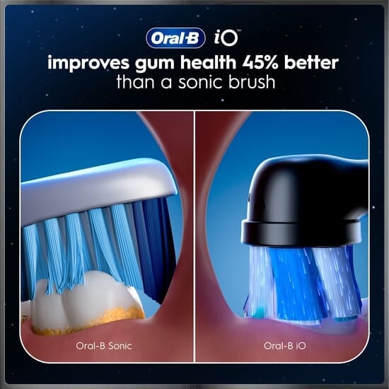 Oral-B iO 10 Eltandborste Svart med Magnetisk snabbladdare, Resefodral & Borsthuvudshållare