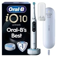 Oral-B iO 10 Eltandborste Vit med Magnetisk snabbladdare, Resefodral & Borsthuvudshållare