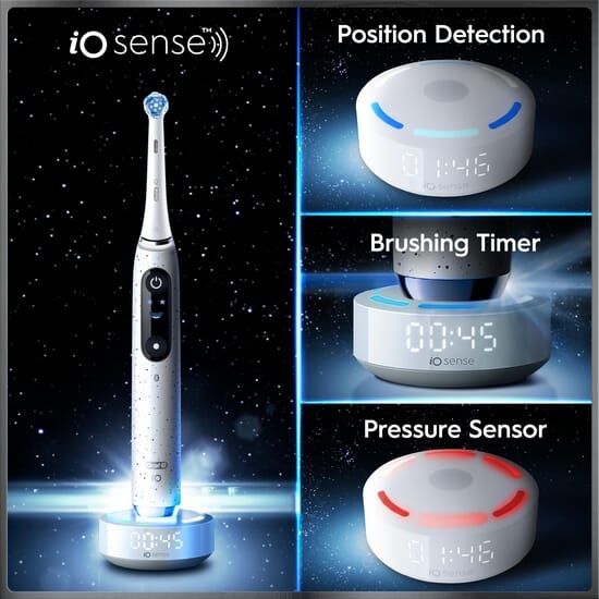 Oral-B iO 10 Eltandborste Vit med Magnetisk snabbladdare, Resefodral & Borsthuvudshållare