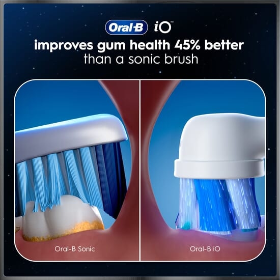 Oral-B iO 10 Eltandborste Vit med Magnetisk snabbladdare, Resefodral & Borsthuvudshållare