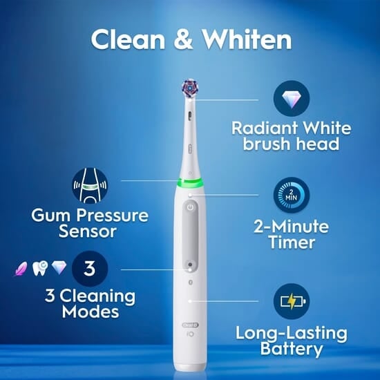 Oral-B iO 3 Eltandborste Vit Whitening Edition med Radiant White Tandborsthuvud & Borsthuvudshållare
