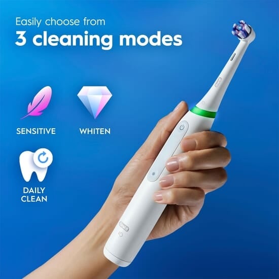 Oral-B iO 3 Eltandborste Vit Whitening Edition med Radiant White Tandborsthuvud & Borsthuvudshållare