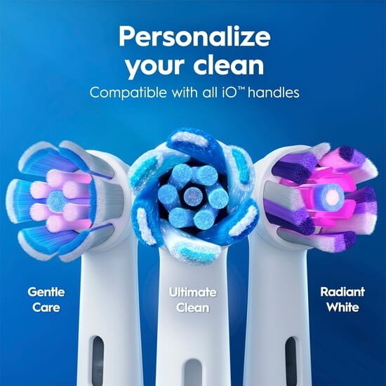Oral-B iO 3 Eltandborste Vit Whitening Edition med Radiant White Tandborsthuvud & Borsthuvudshållare