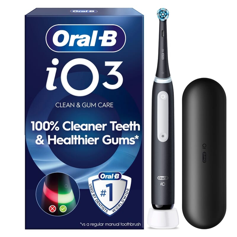 Oral-B iO 3 Eltandborste Svart med Tandborsthuvud & Resefodral