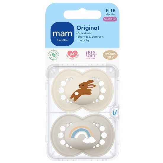 MAM Original Silicone 6-16 mån Neutral 2-pack