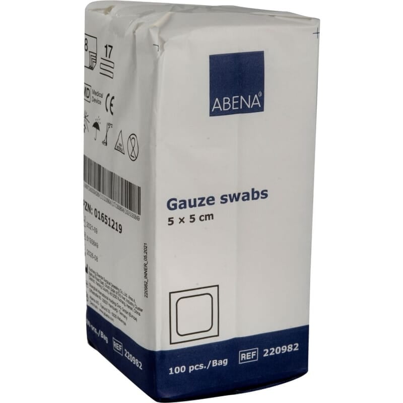 ABENA Kompress Gasväv Vit 5 x 5 cm 100 st