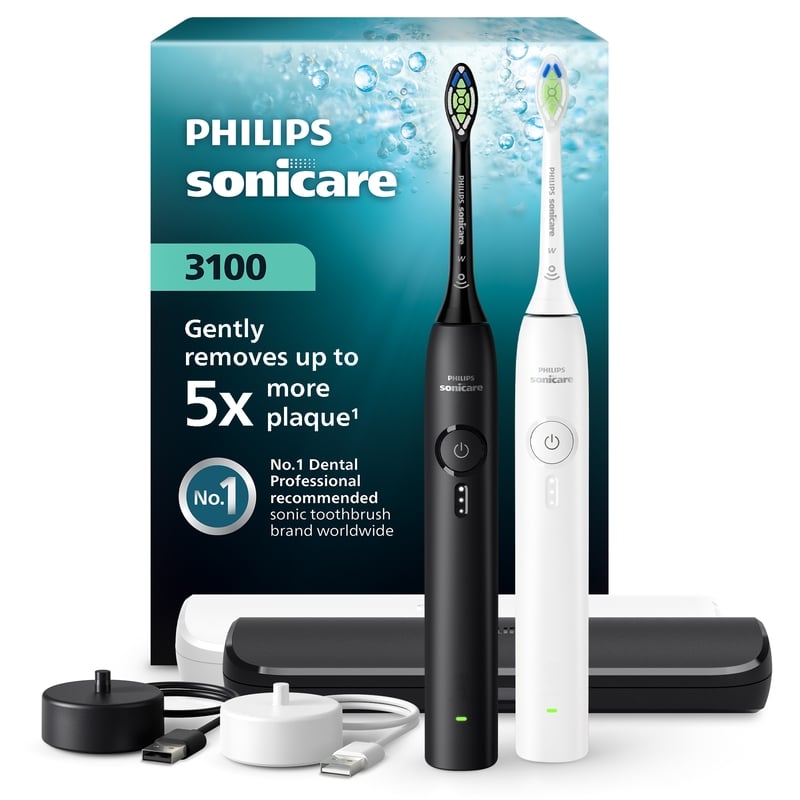 Philips Sonicare Eltandborste 3100 Series Duo-pack Vit & Svart