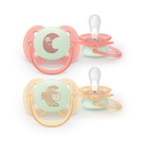 Philips Avent Ultra Soft Nattnapp Glow in the Dark Rosa & Gul 0-6 månader 2 st