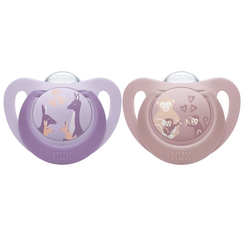 NUK First Choice Silicone 6-18M Monkey/Kangaroo 2-pack