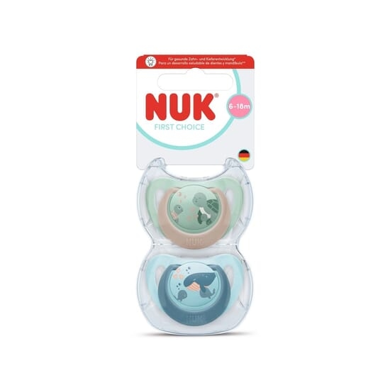 NUK First Choice Silicone 6-18M Turtle/Whale 2-pack