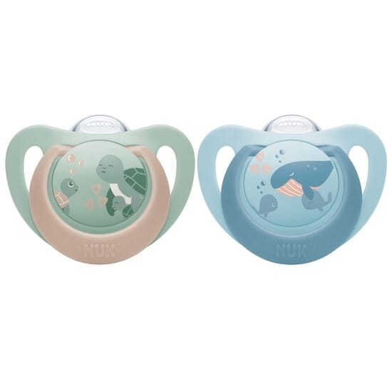 NUK First Choice Silicone 6-18M Turtle/Whale 2-pack