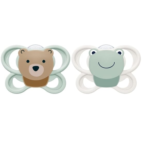 NUK Perfect Match Air Silicone 0-6M Bear/Frog 2-pack