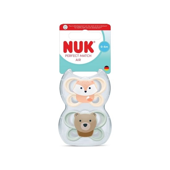 NUK Perfect Match Air Silicone 0-6M Fox/Bear 2-pack