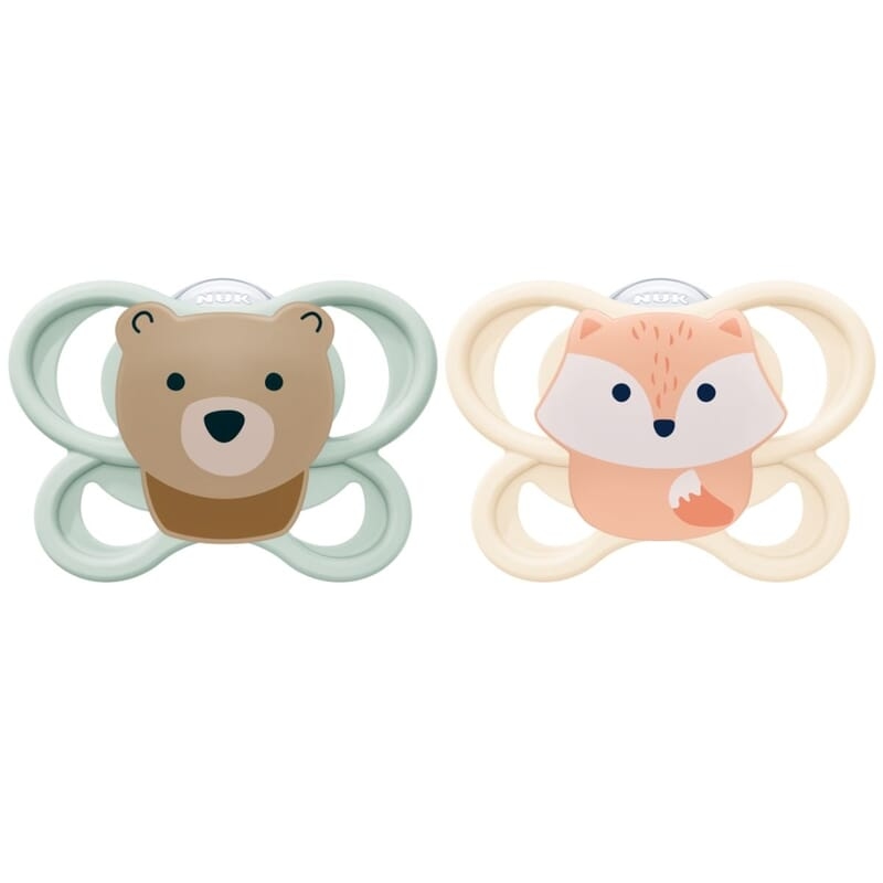 NUK Perfect Match Air Silicone 0-6M Fox/Bear 2-pack