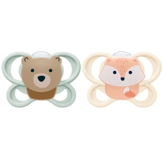 NUK Perfect Match Air Silicone 0-2M Fox/Bear 2-pack