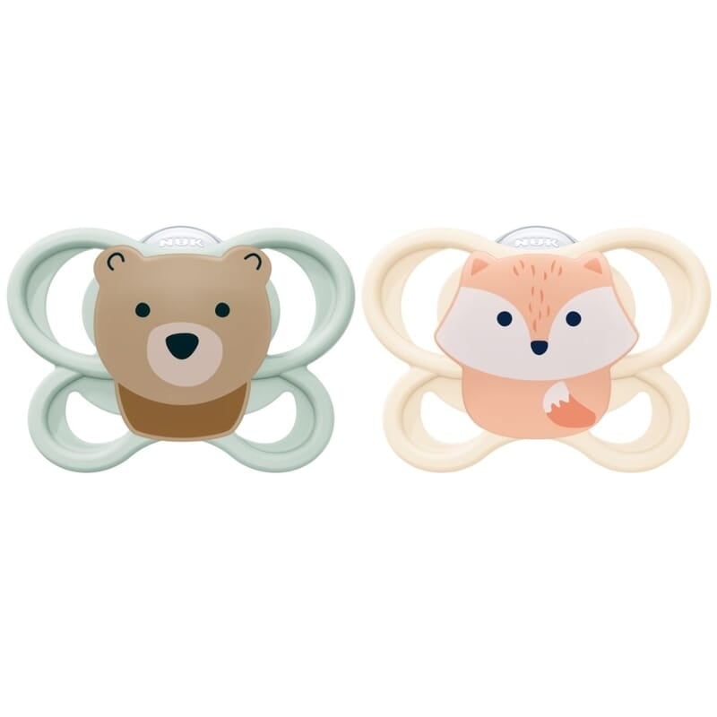 NUK Perfect Match Air Silicone 0-2M Fox/Bear 2-pack