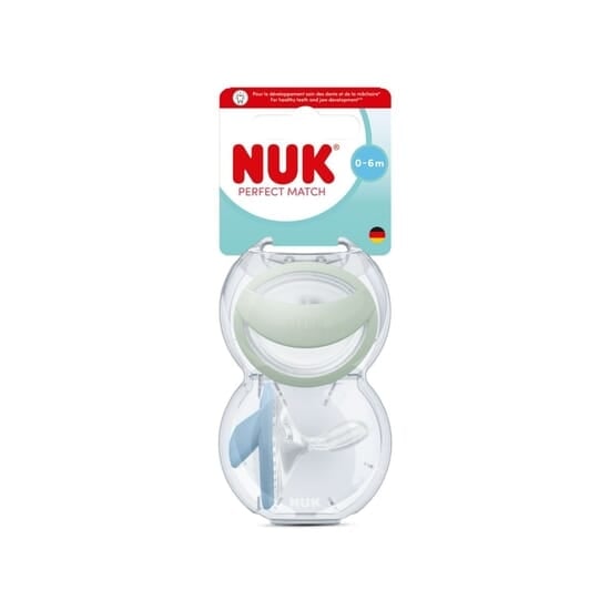 NUK Perfect Match Silicone 0-6M Green/Blue 2-pack