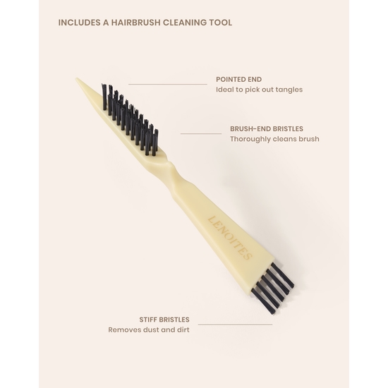 Lenoites Wild Boar Hair Brush with Cleaning Tool Limited Edition Butter Yellow