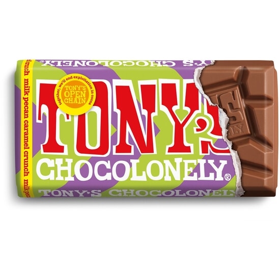 Tony's Chocolonely Milk Chocolate Pecan Caramel Crunch 90 g