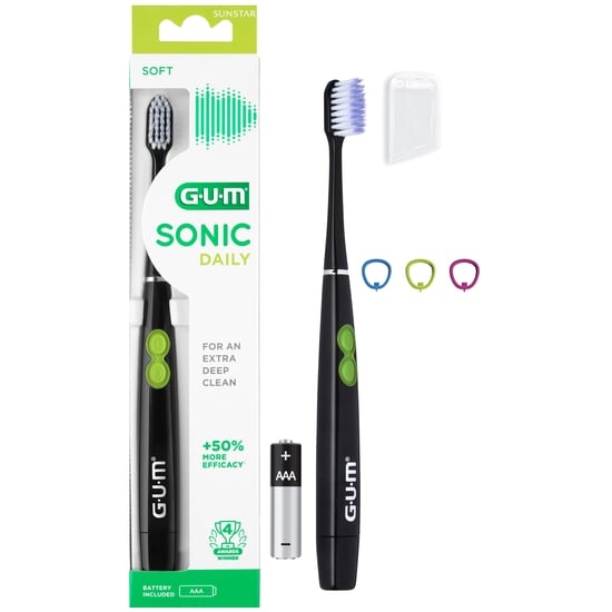 GUM Sonic Daily Batteritandborste Soft Svart