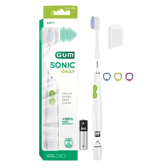 GUM Sonic Daily Batteritandborste Soft Vit